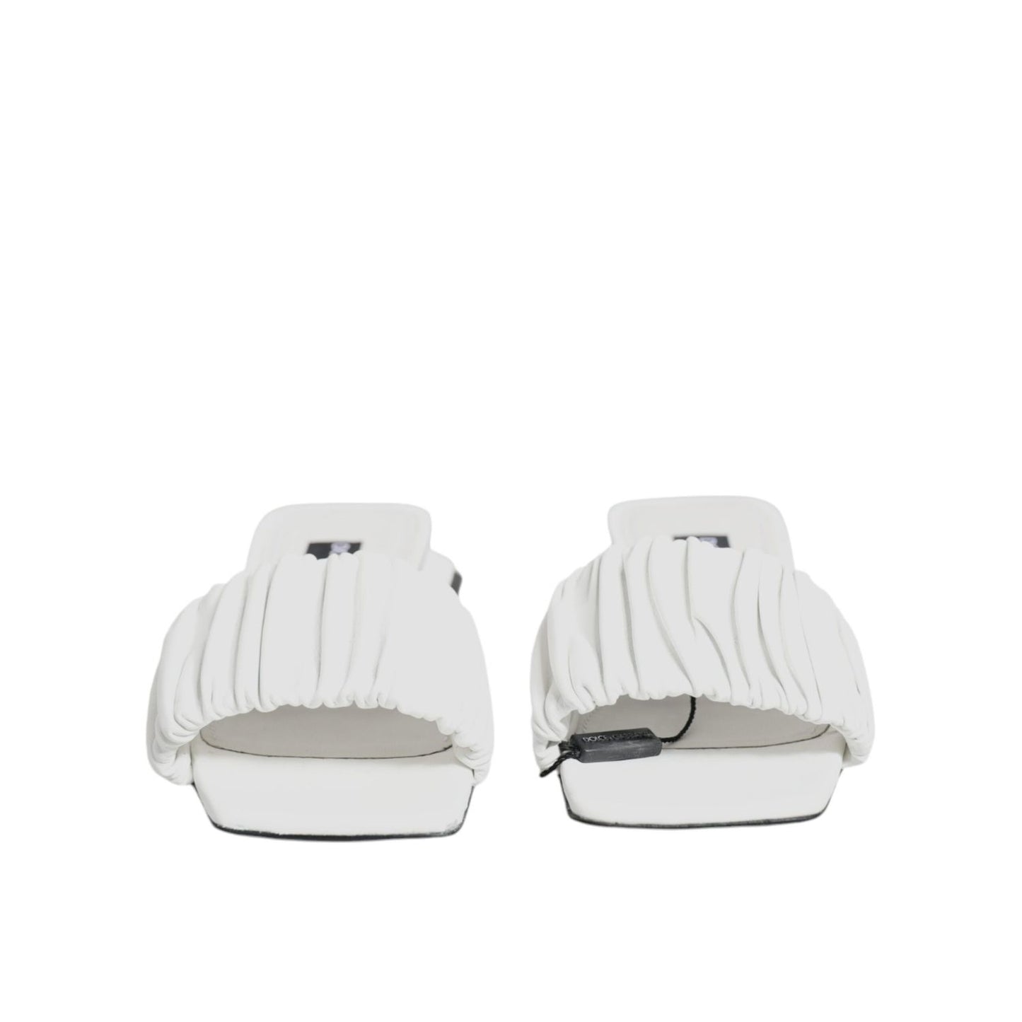 Dolce & Gabbana White Leather Slides Flats Sandals Shoes