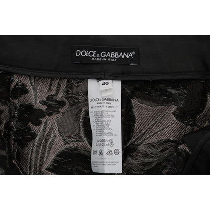 Dolce & Gabbana Gray Floral Brocade High Waist Shorts Shorts