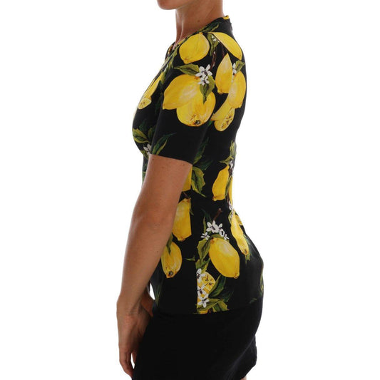 Dolce & Gabbana Multicolor Lemon Silk Stretch T-Shirt