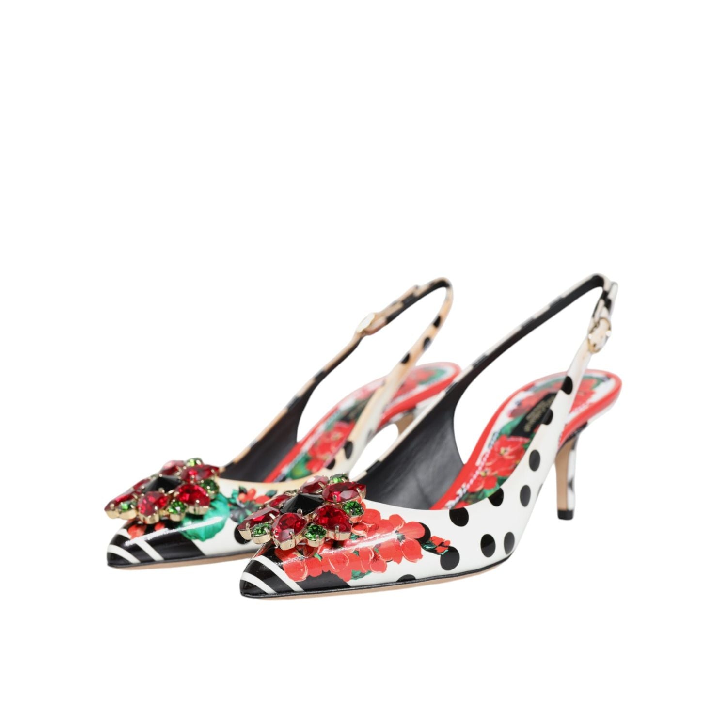 Dolce & Gabbana Multicolor Crystal Heels Slingback Shoes