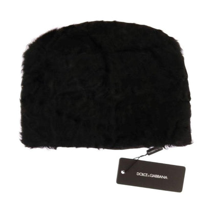 Dolce & Gabbana Black Xiangao Lamb Fur Beanie Beanie Hat