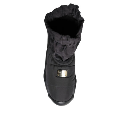 Dolce & Gabbana Black Slip On Wave Socks Sneakers Shoes
