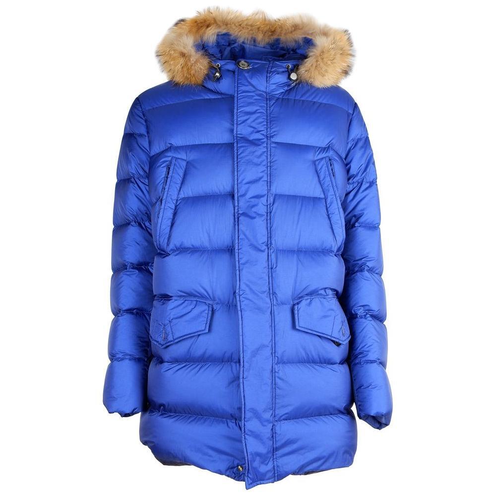 Add Blue Nylon Men Jacket with Duck Down Filling