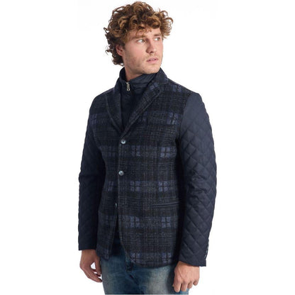 Roberto Pepe Luxury Blue Wool Men Jacket