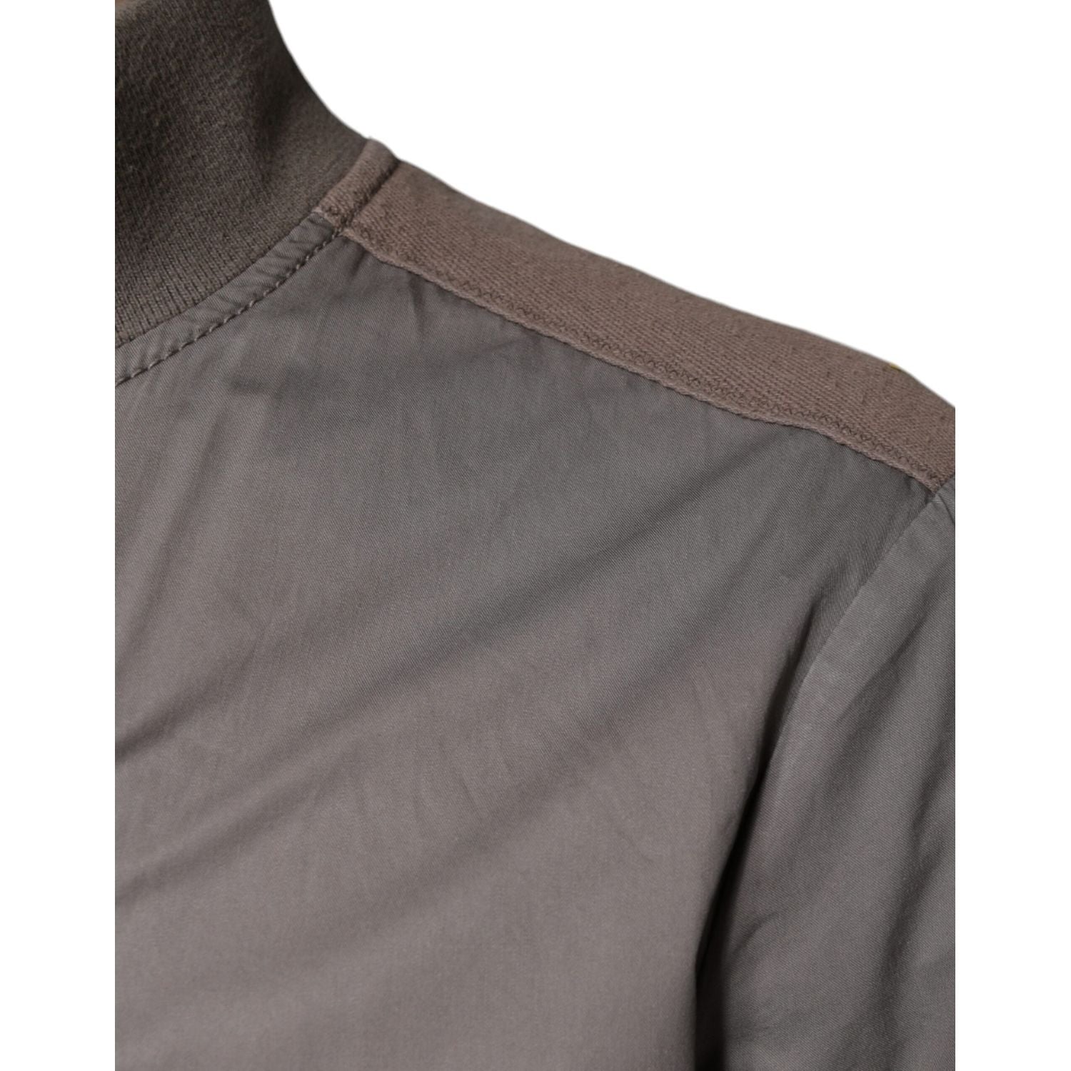 Armani Jeans Brown Cotton Full Zip Bomber Logo Jacket