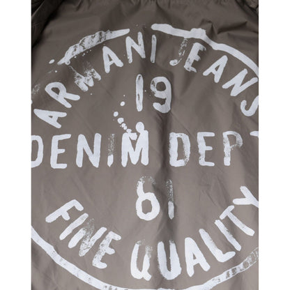 Armani Jeans Brown Cotton Full Zip Bomber Logo Jacket