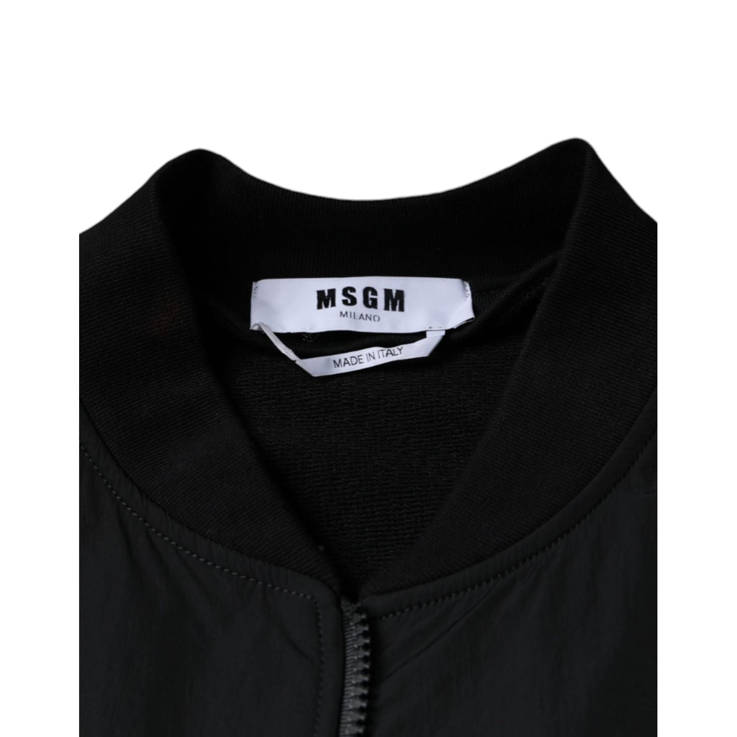 MSGM Black Cotton Full Zip Bomber Long Sleeves Jacket