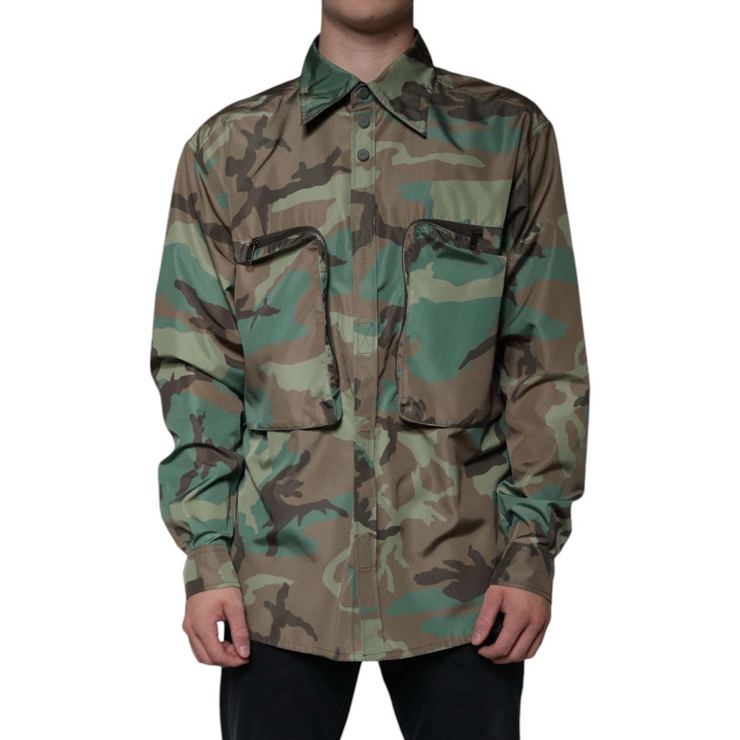 Dolce & Gabbana Multicolor Camouflage Button Down Shirt