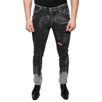 Dolce & Gabbana Black Embellished Cotton Skinny Denim Jeans