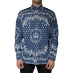 Dolce & Gabbana Blue White Bandana Print Cotton Casual Shirt