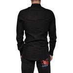 Dolce & Gabbana Black King Crown Embroidered GOLD Dress Shirt