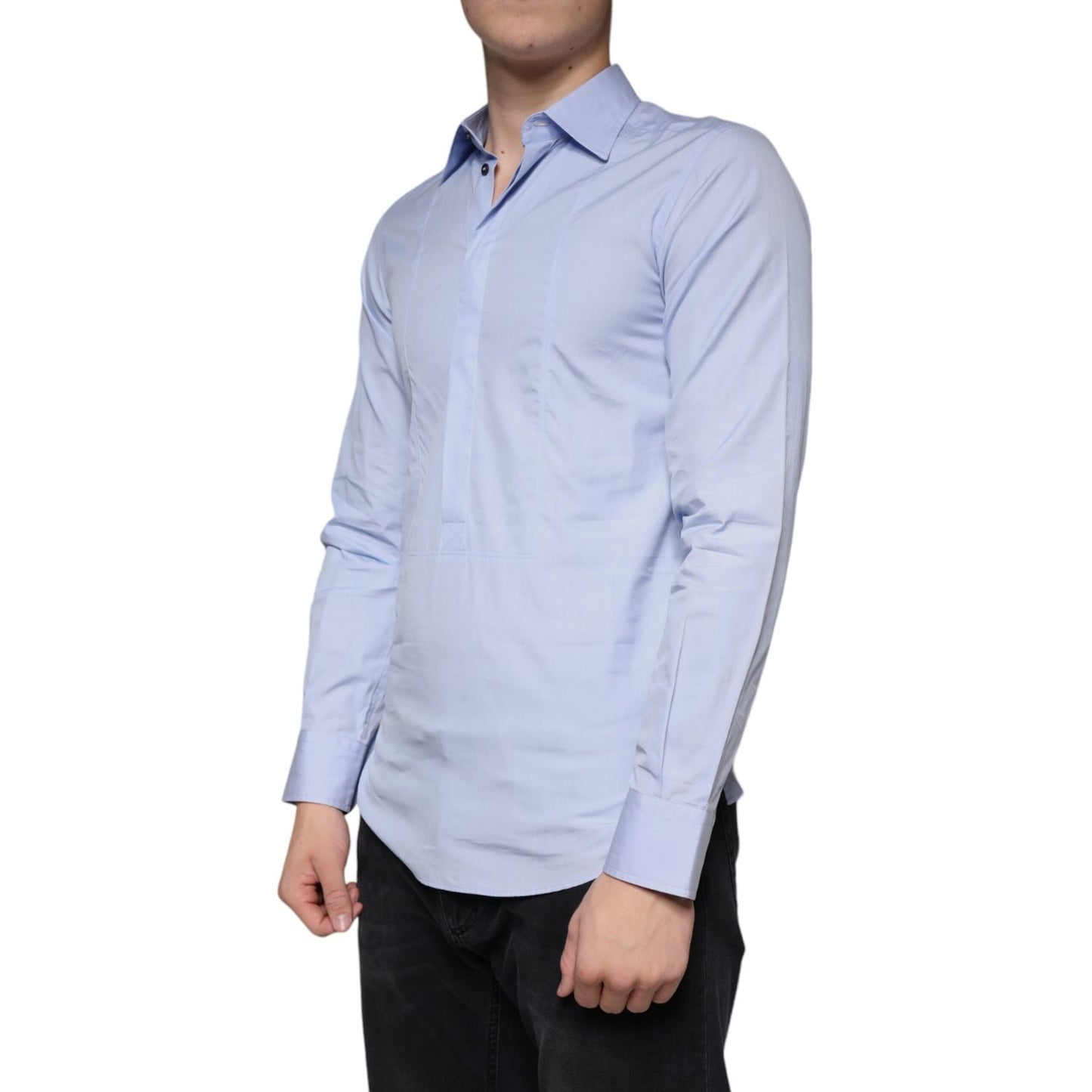 Dolce & Gabbana Light Blue Cotton Men Dress Formal Shirt