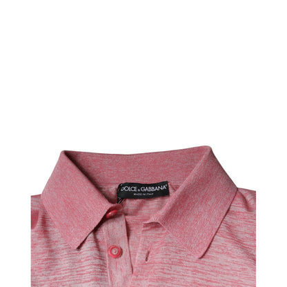 Dolce & Gabbana Pink Polyester Long Sleeve Men Polo T-shirt