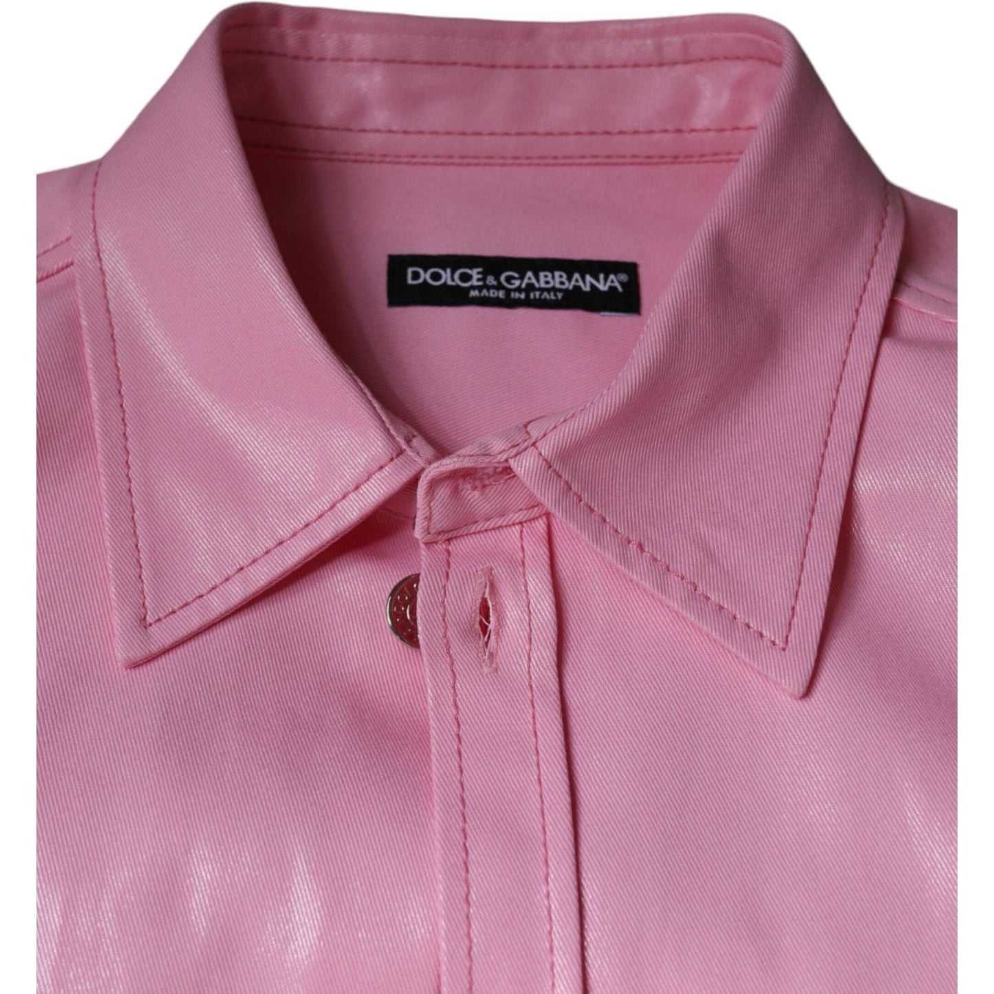 Dolce & Gabbana Pink Cotton Collared Button Down Shirt
