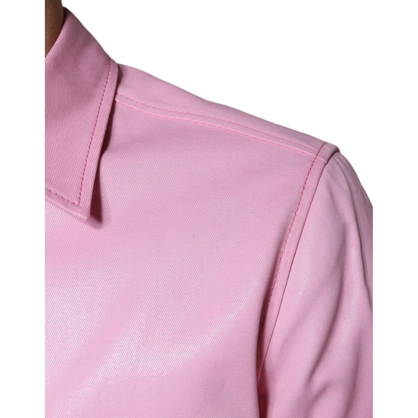 Dolce & Gabbana Pink Cotton Collared Button Down Shirt