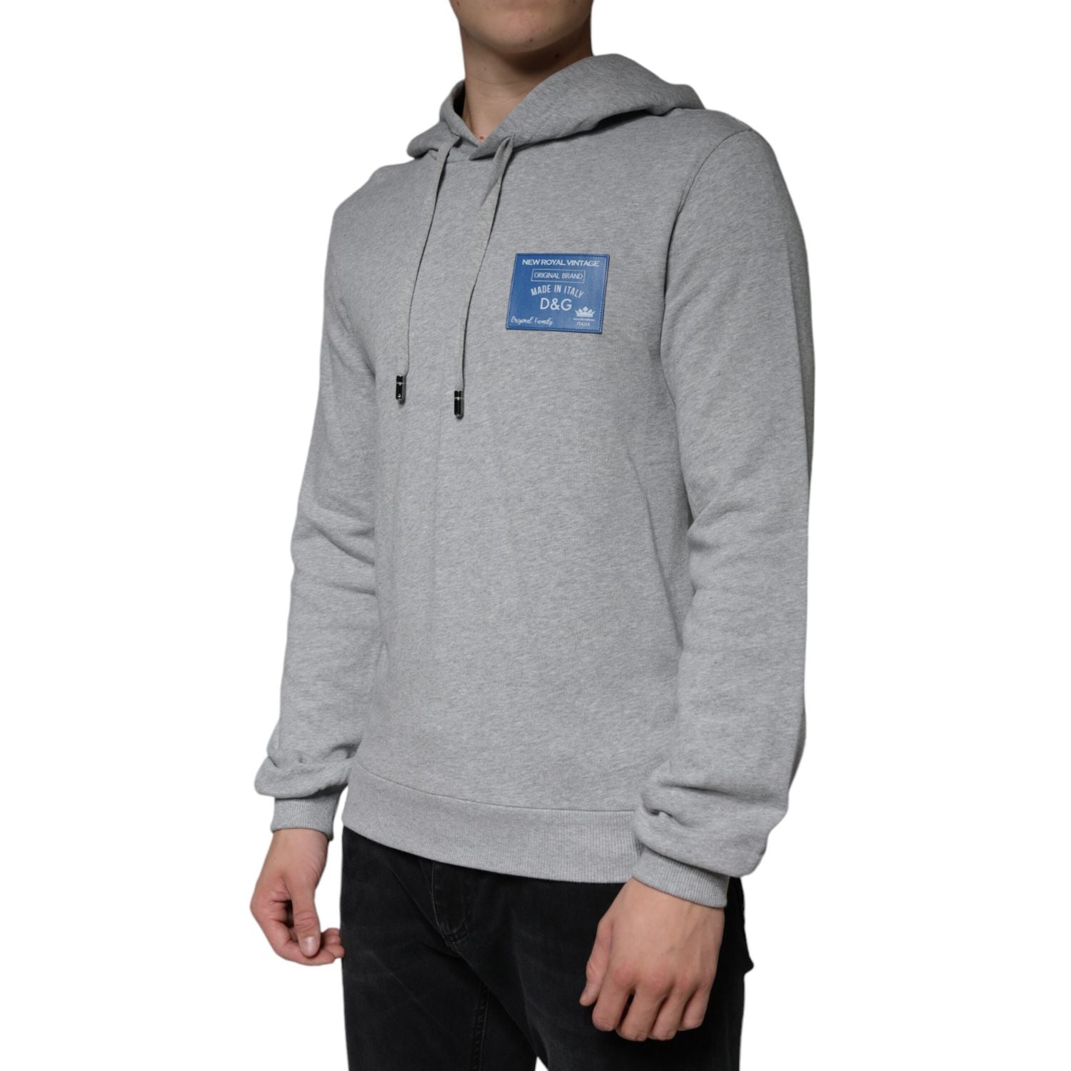 Dolce & Gabbana Gray Cotton Logo Hooded Sweatshirt Sweater