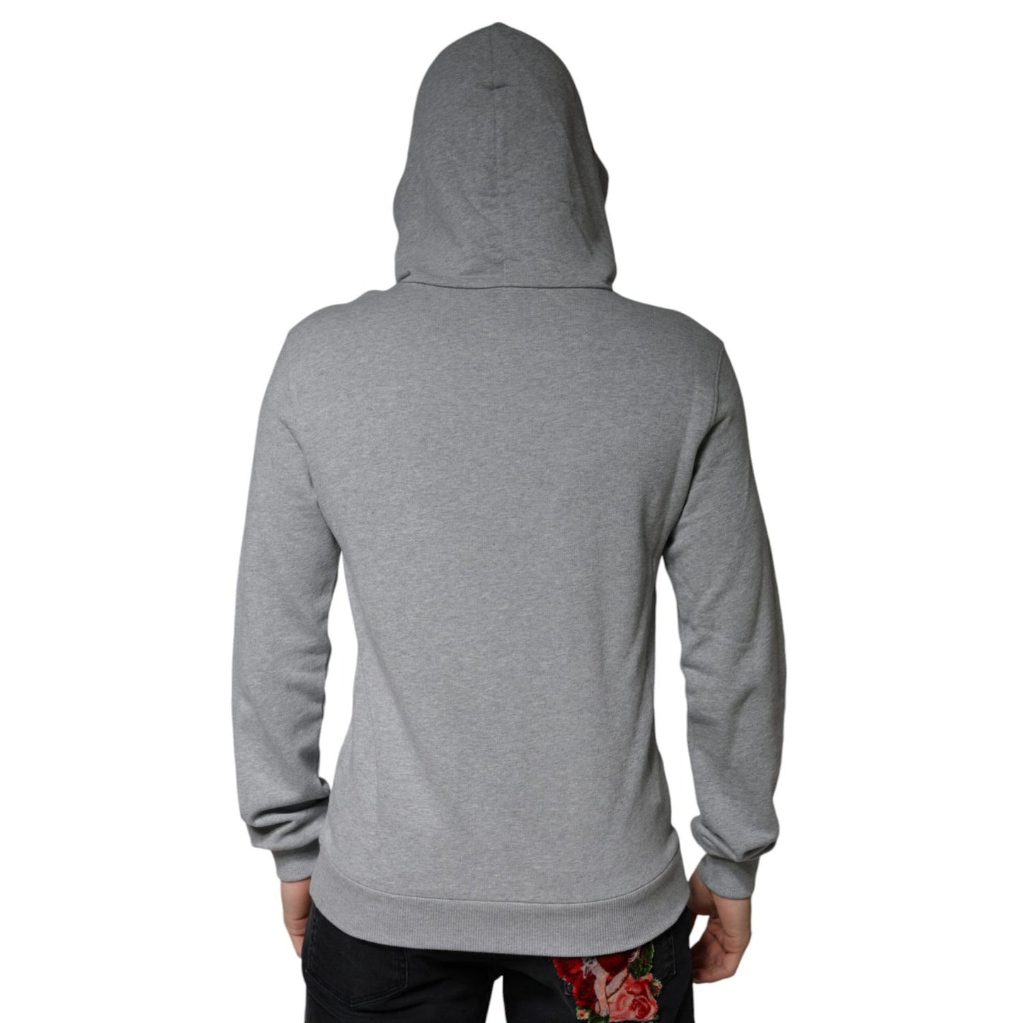 Dolce & Gabbana Gray Cotton Logo Hooded Sweatshirt Sweater
