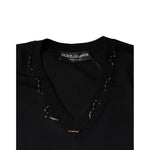Dolce & Gabbana Black Embellished V-neck Pullover Sweater