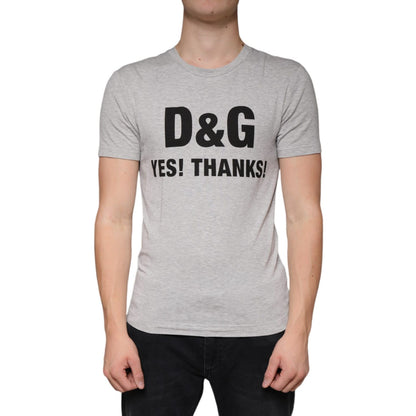 Dolce & Gabbana Gray Logo Print Crewneck Short Sleeve T-shirt