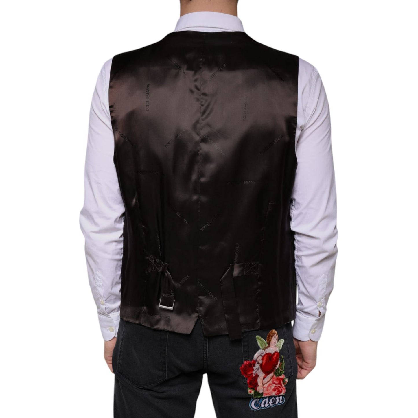 Dolce & Gabbana Black Cotton Waistcoat Dress Formal Vest
