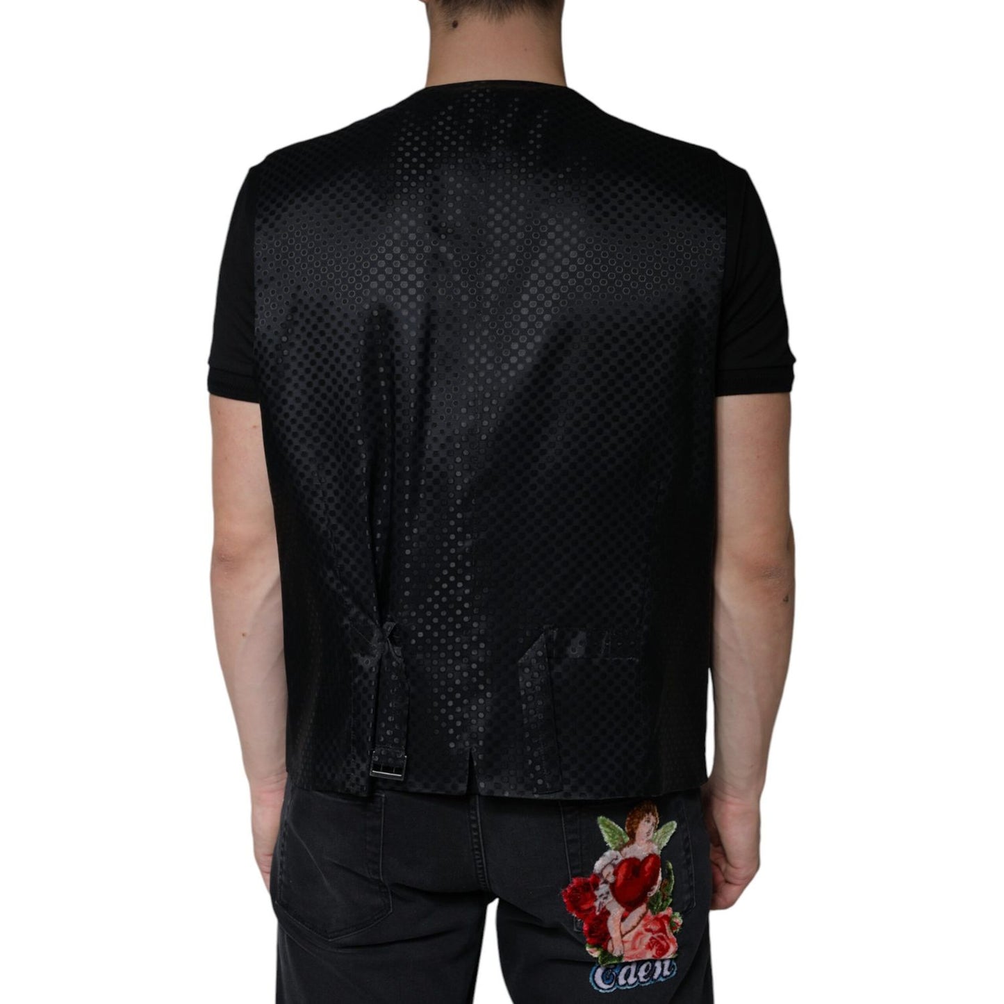 Dolce & Gabbana Black Wool Waistcoat Dress Formal Vest
