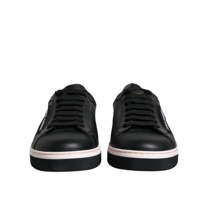 Dolce & Gabbana Black Leather Low Top Men Sneakers Shoes