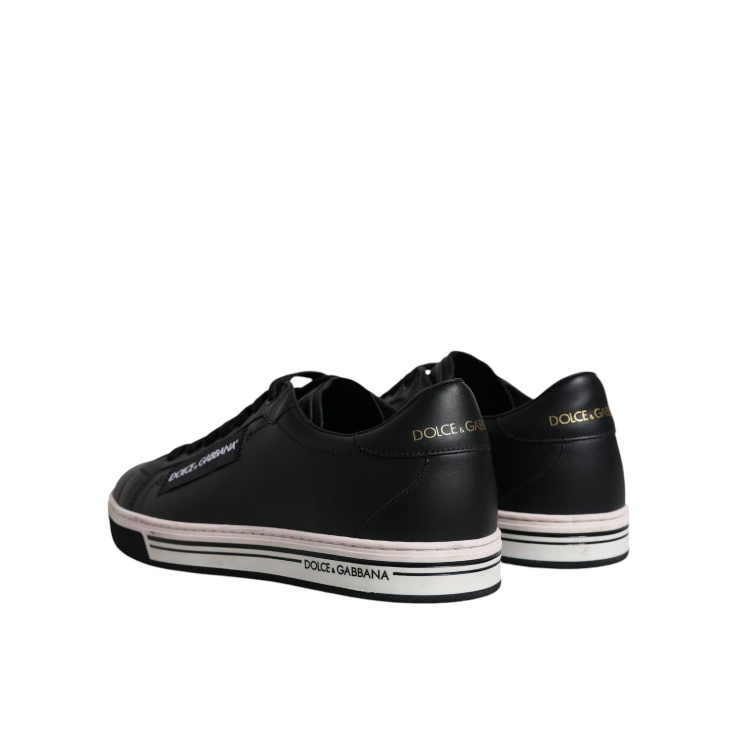 Dolce & Gabbana Black Leather Low Top Men Sneakers Shoes