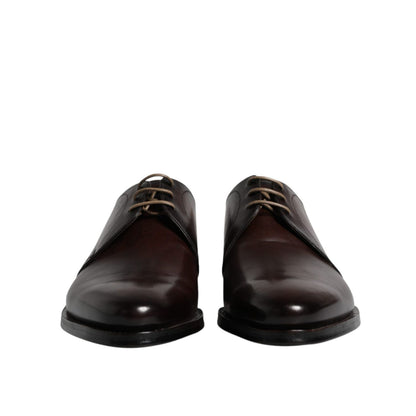 Dolce & Gabbana Black Leather Lace Up Men Derby Formal Shoes