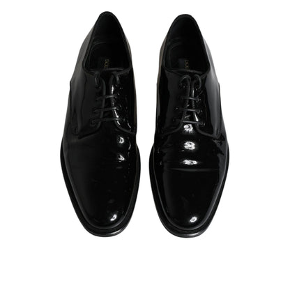 Dolce & Gabbana Black Leather Lace Up Men Derby Formal Shoes