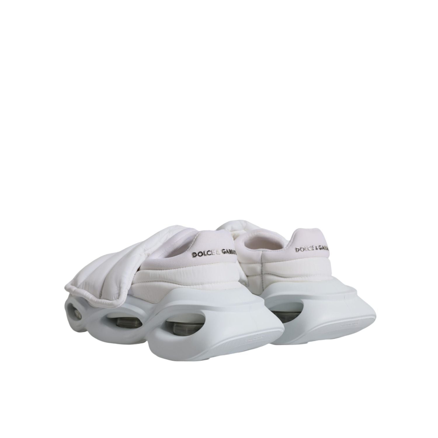Dolce & Gabbana White Padded Fabric Low Top Sneakers Shoes