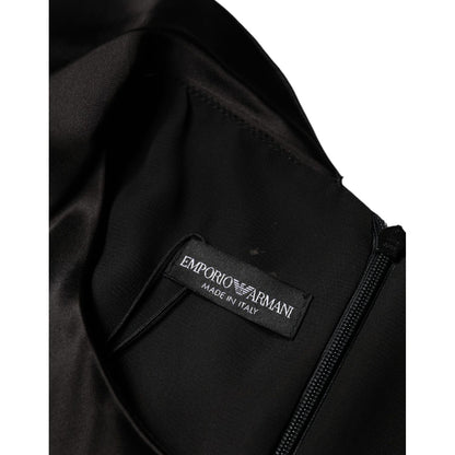 Emporio Armani Black Satin Long Sleeves Wrap Sheath Mini Dress