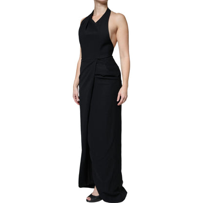 Emporio Armani Black Sleeveless Halter Sheath Long Gown Dress