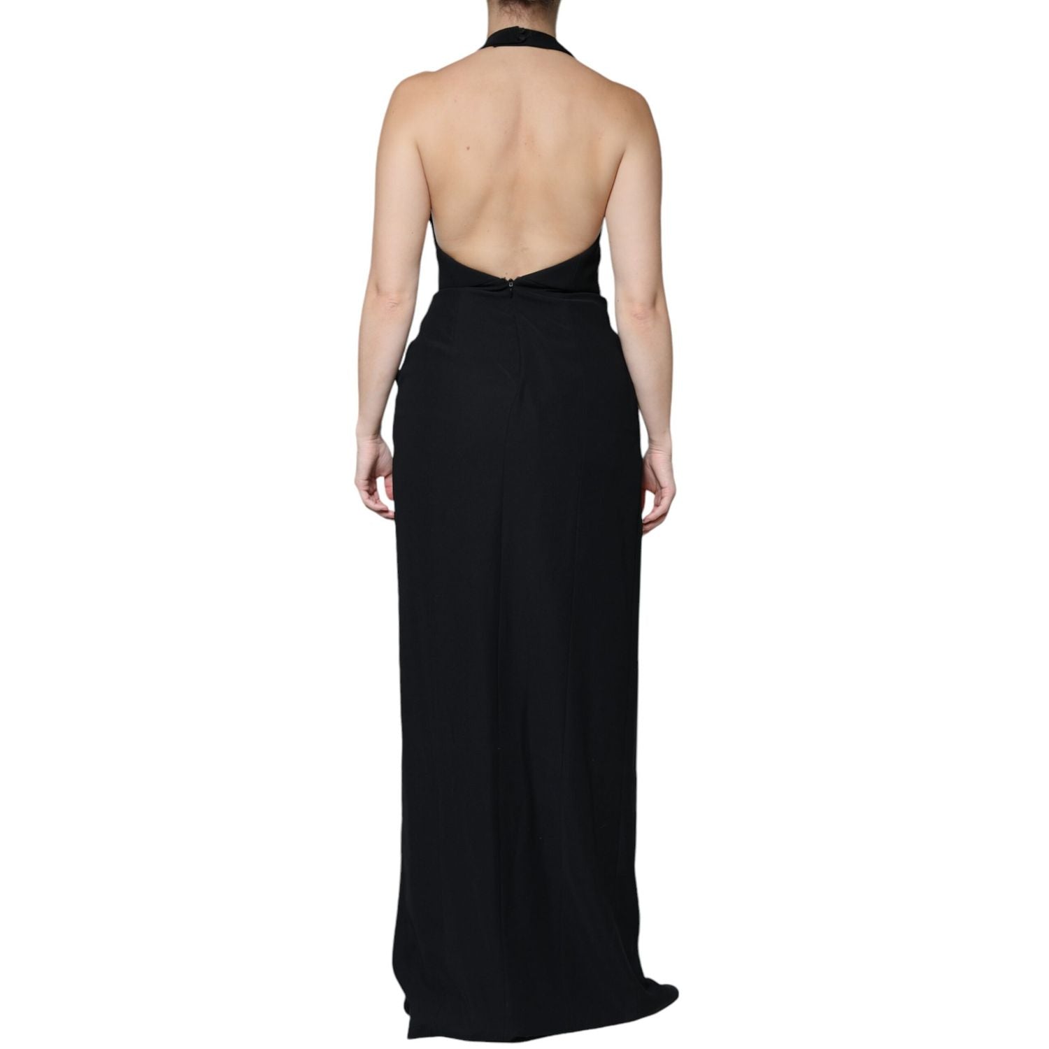 Emporio Armani Black Sleeveless Halter Sheath Long Gown Dress