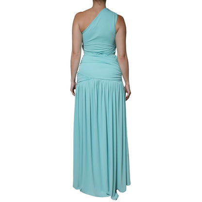 Christian Pellizzari Light Blue Jersey Long Drape One Shoulder Dress
