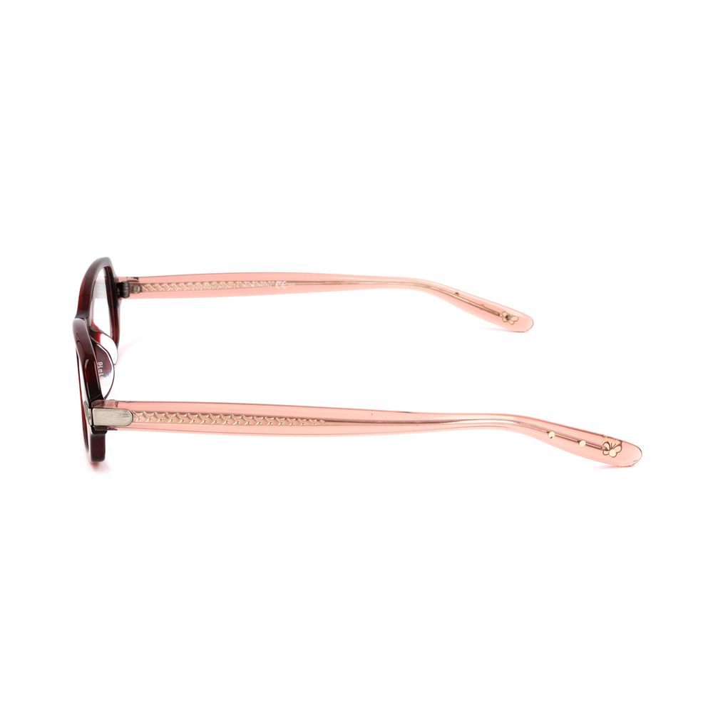Side view of Bottega Veneta Bicolor Plastic Frames in transparent pink and burgundy, showcasing the sleek temple design.