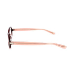 Side view of Bottega Veneta Bicolor Plastic Frames in transparent pink and burgundy, showcasing the sleek temple design.