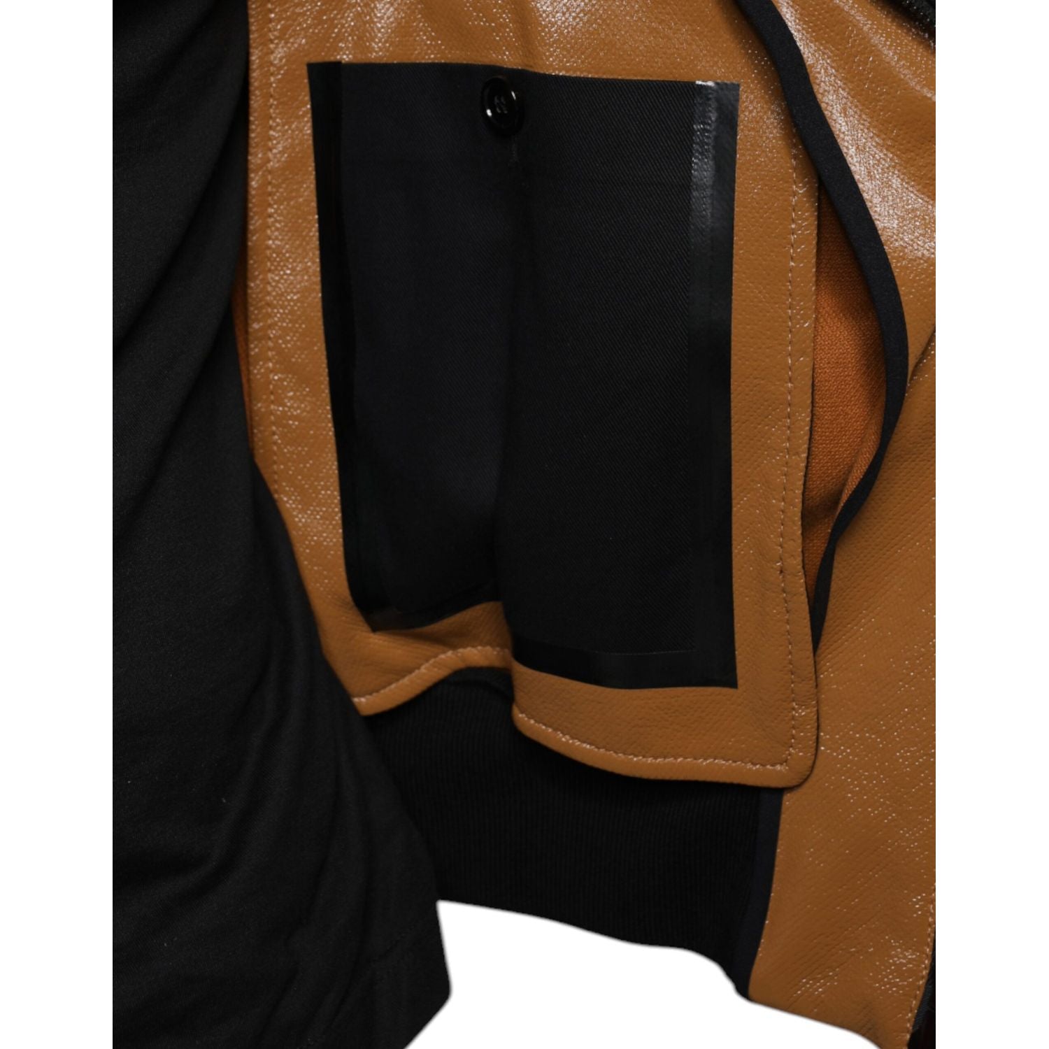 Dolce & Gabbana Brown Leather Full Zip Men Bomber Jacket