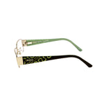 Side view of Emilio Pucci Multicolor Metal Frames with green and black pattern, showcasing elegant design and durable metal build.