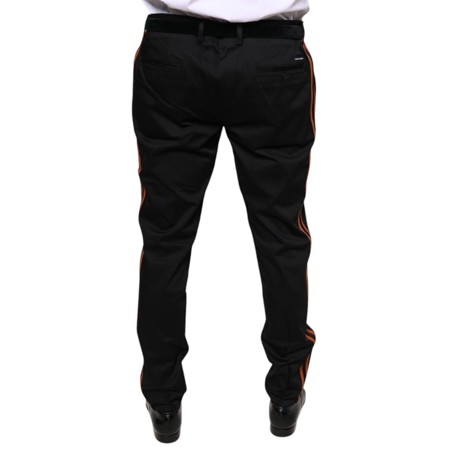 Dolce & Gabbana Black Cotton Stretch Skinny Men Dress Pants