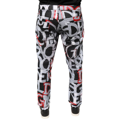 Dolce & Gabbana Multicolor Cotton Monogram Skinny Denim Jeans