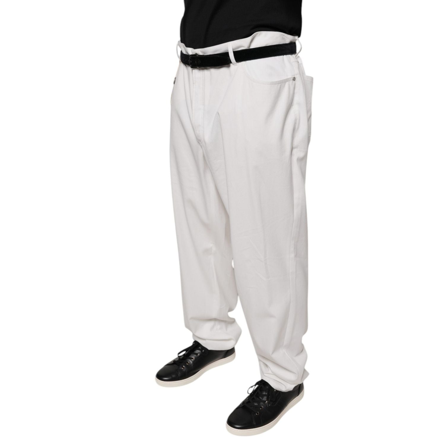 Brunello Cucinelli White Cotton Men Dress Tapered Pants