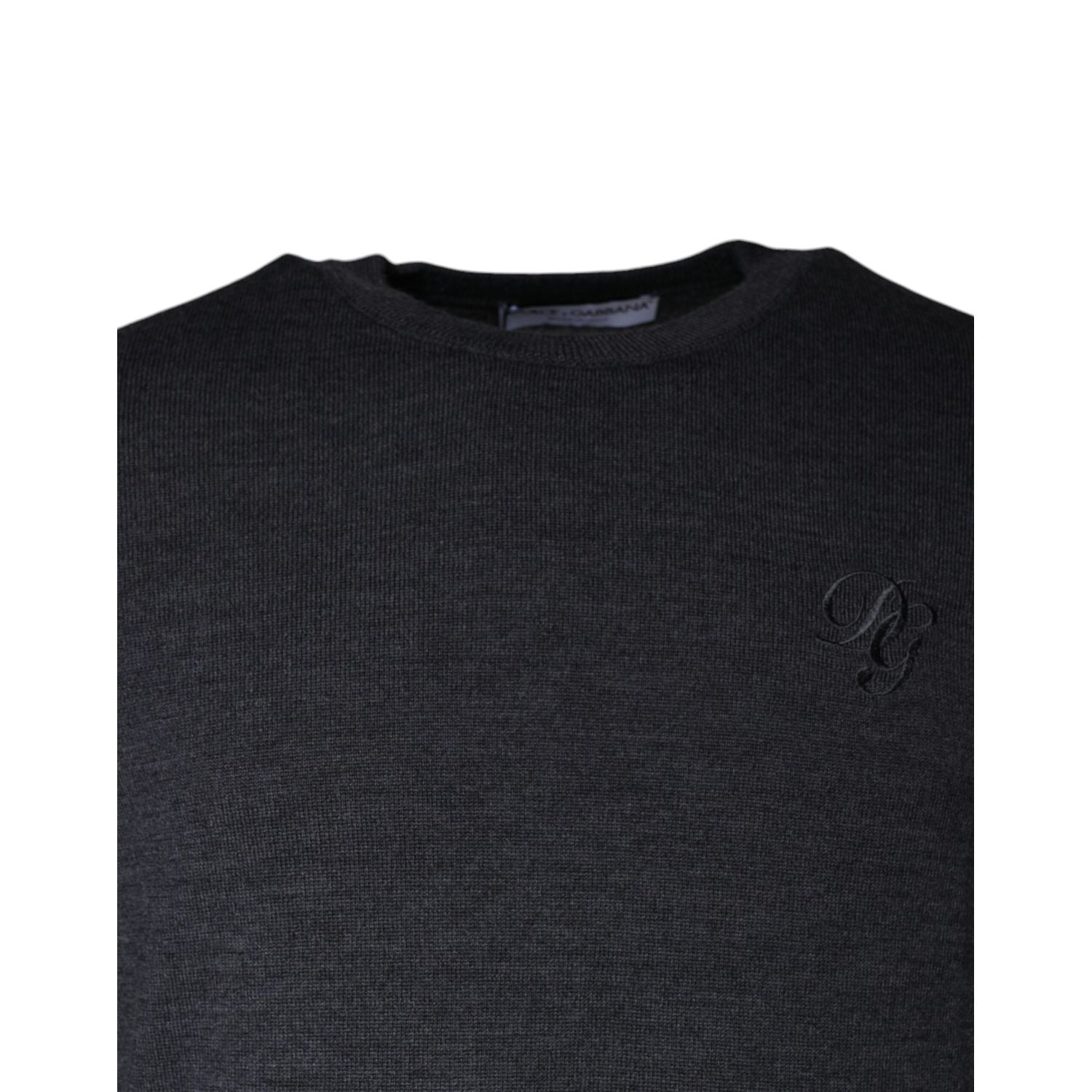 Dolce & Gabbana Dark Gray Wool Crew Neck Pullover Sweater
