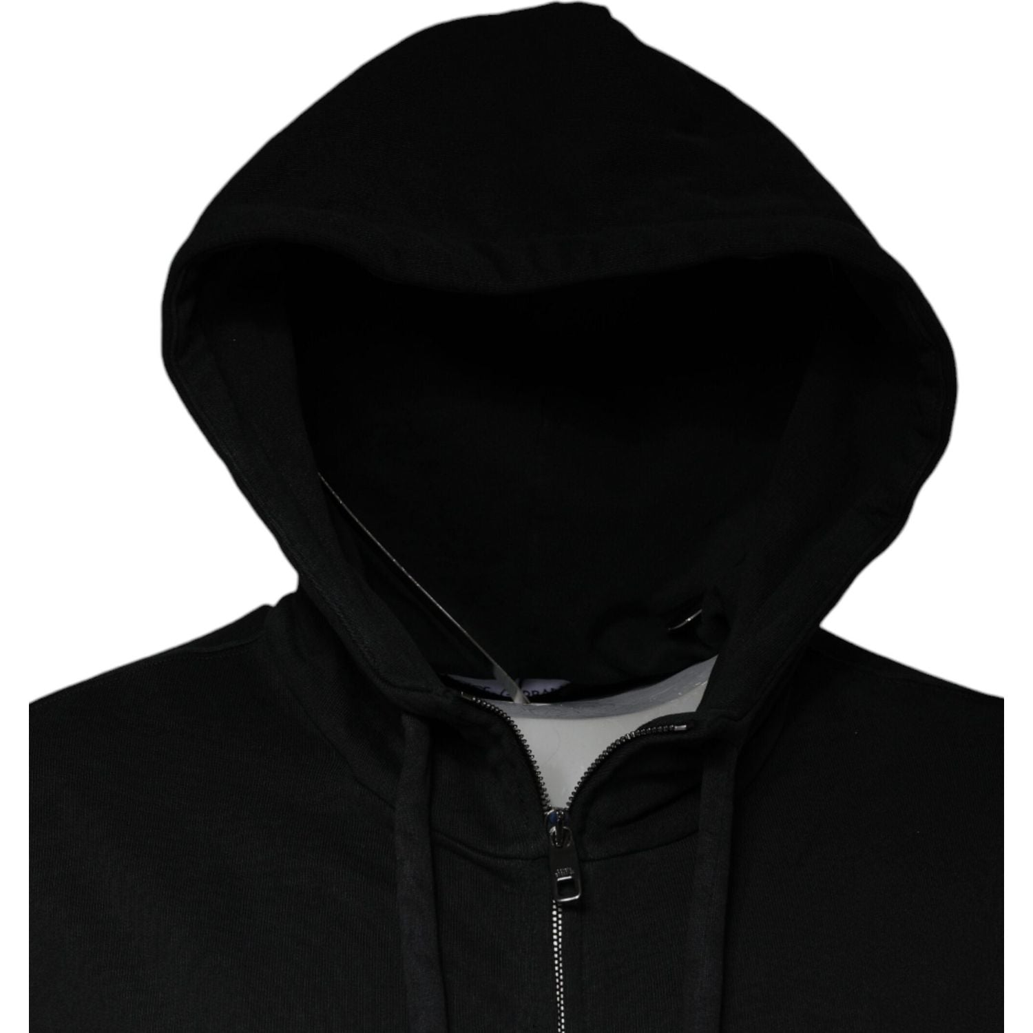 Dolce & Gabbana Black Logo Plaque Hooded Full Zip Sweater