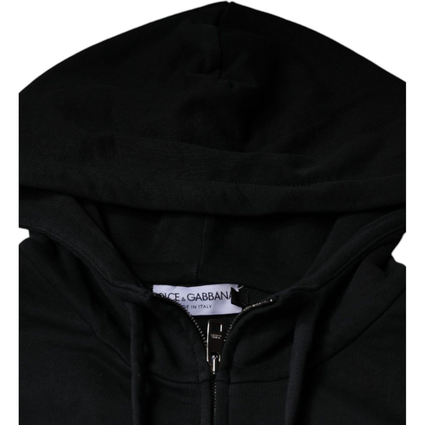 Dolce & Gabbana Black Logo Plaque Hooded Full Zip Sweater