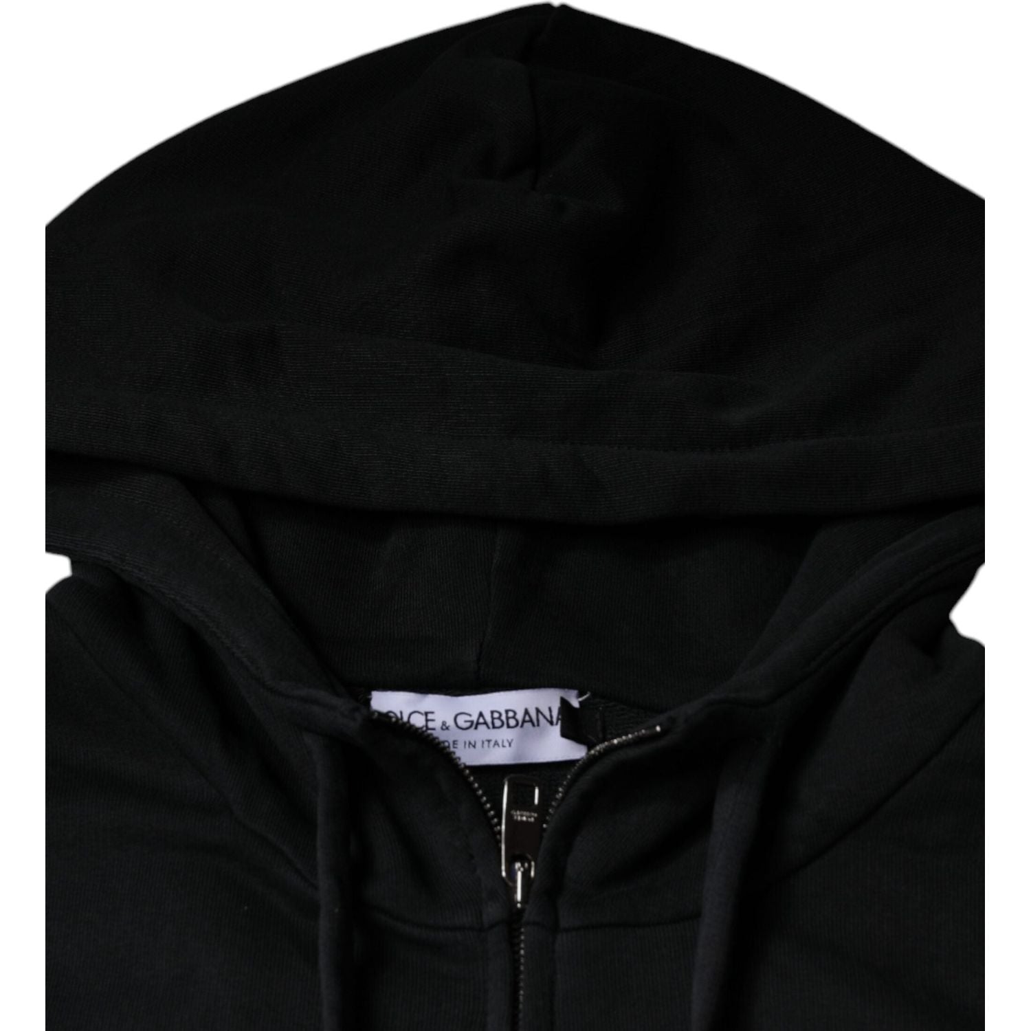 Dolce & Gabbana Black Logo Plaque Hooded Full Zip Sweater
