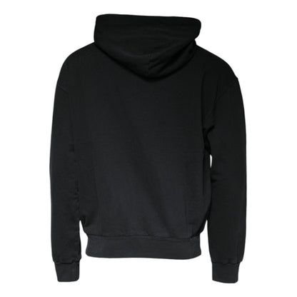 Dolce & Gabbana Black Logo Plaque Hooded Full Zip Sweater