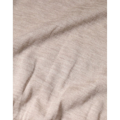 Dolce & Gabbana Beige Cashmere Knit Collared Pullover Sweater