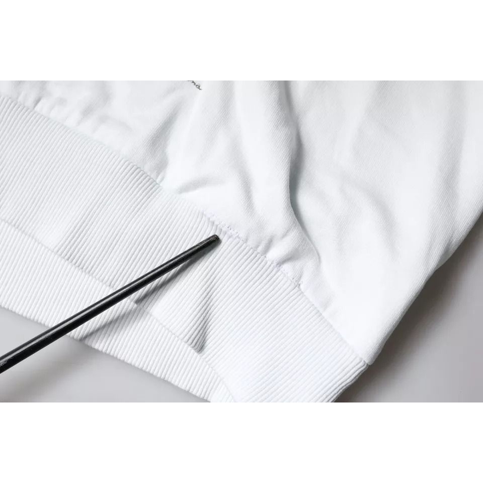 Dolce & Gabbana White Caesar Cotton Hooded Pullover Sweater