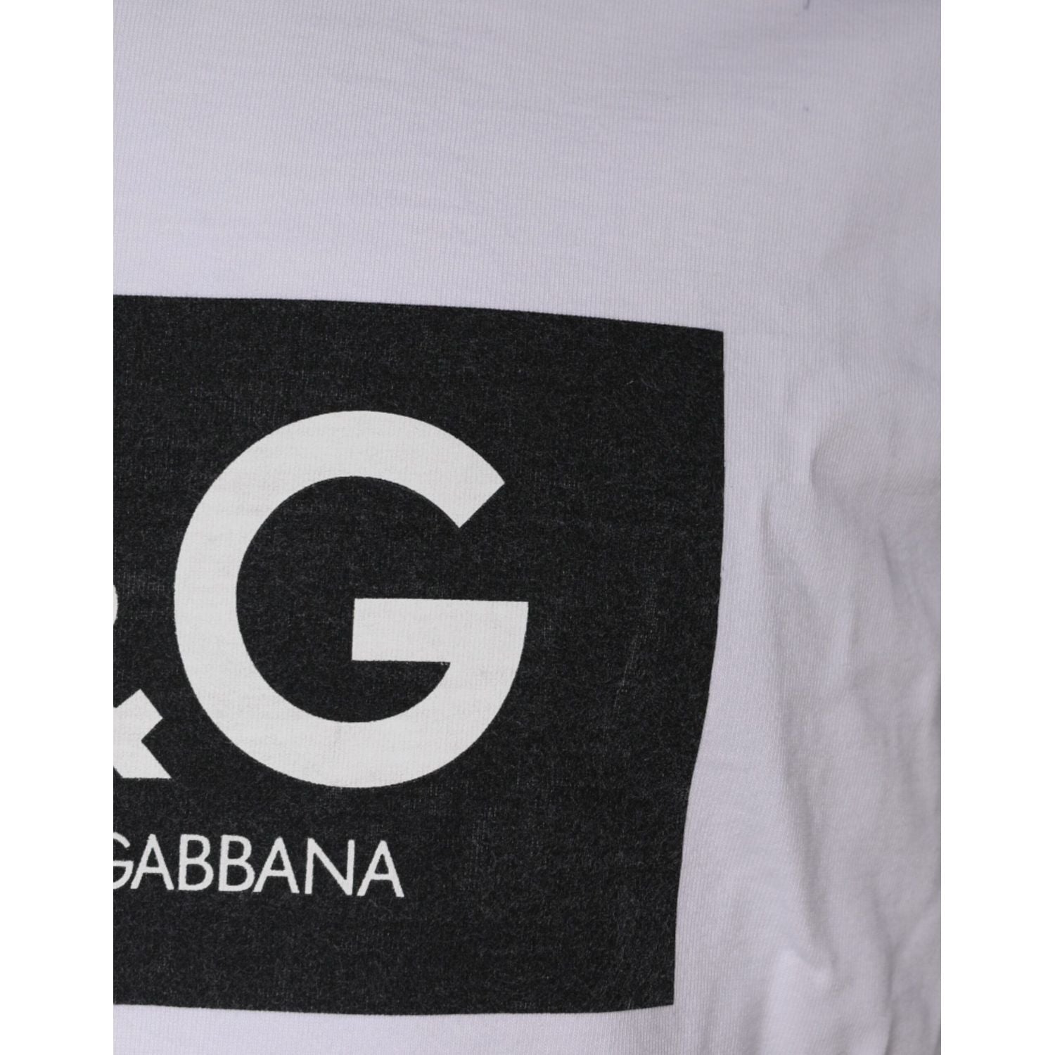 Dolce & Gabbana White Logo Print Cotton Crew Neck T-shirt