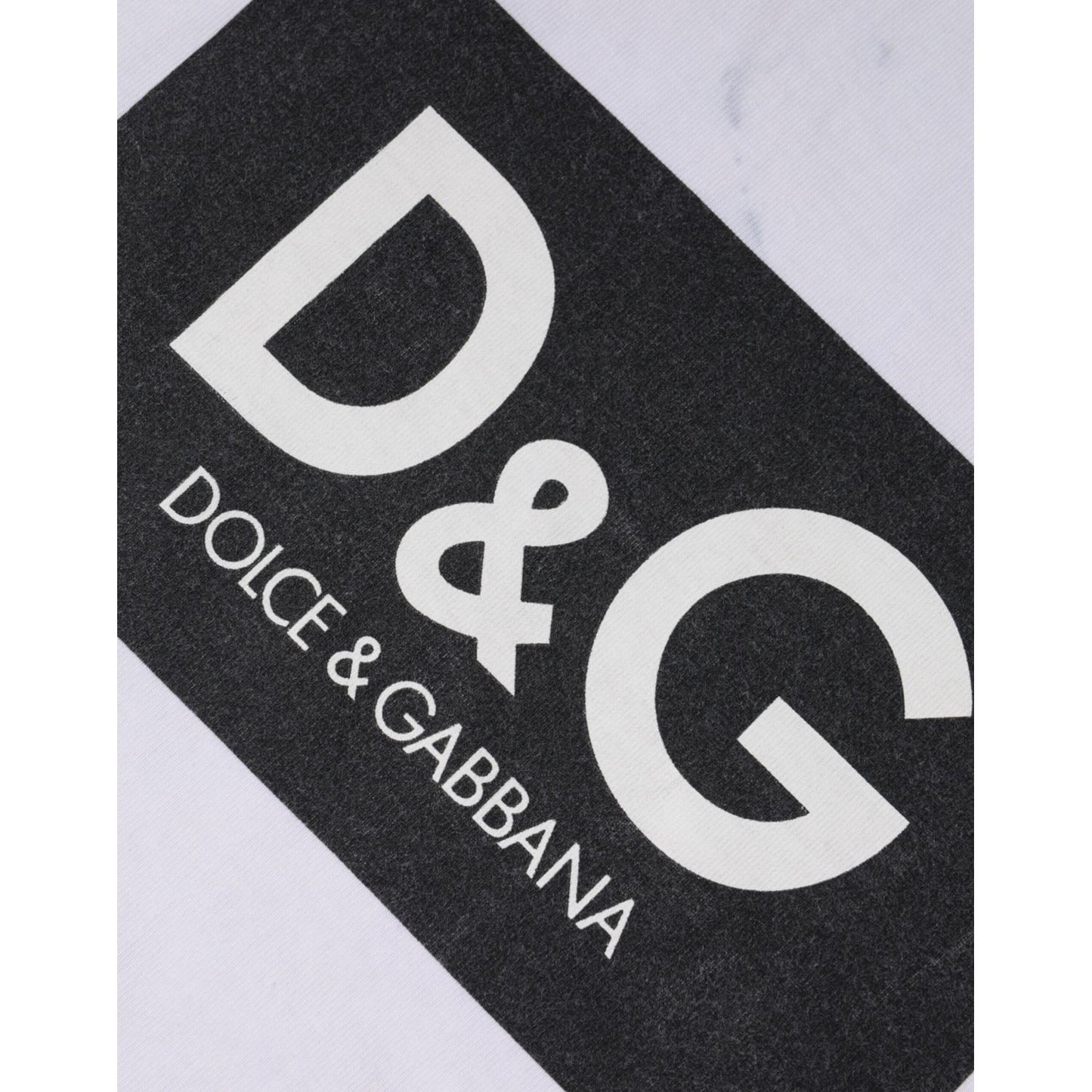 Dolce & Gabbana White Logo Print Cotton Crew Neck T-shirt